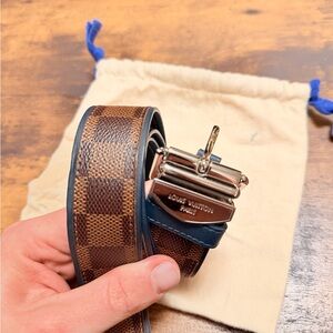 Louis Vuitton Brown and Blue Checkered Belt